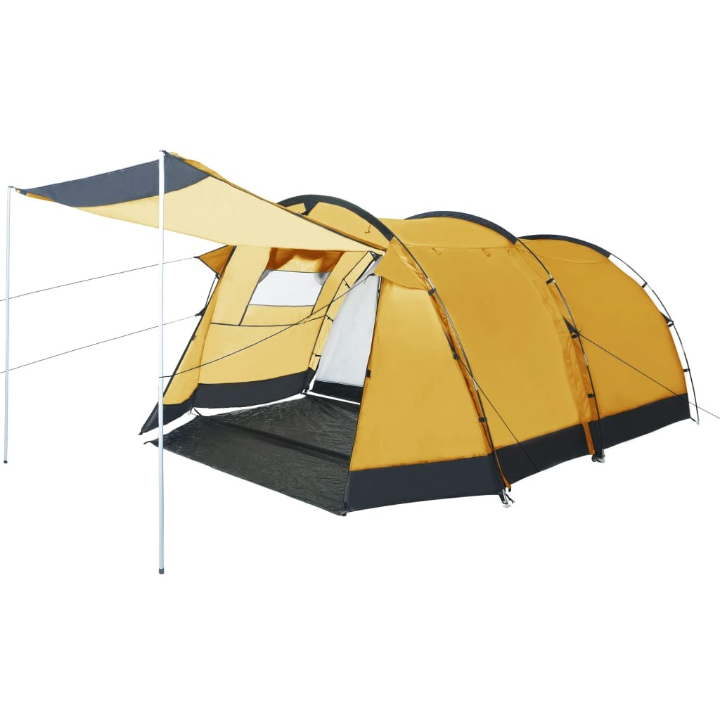Tunnel Camping Tent 4 Person Yellow